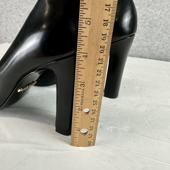 Massimo Dutti - Black Leather Square Toe Block Heel - Slip On Size 39 Pump Shoes - Picture 11 of 12